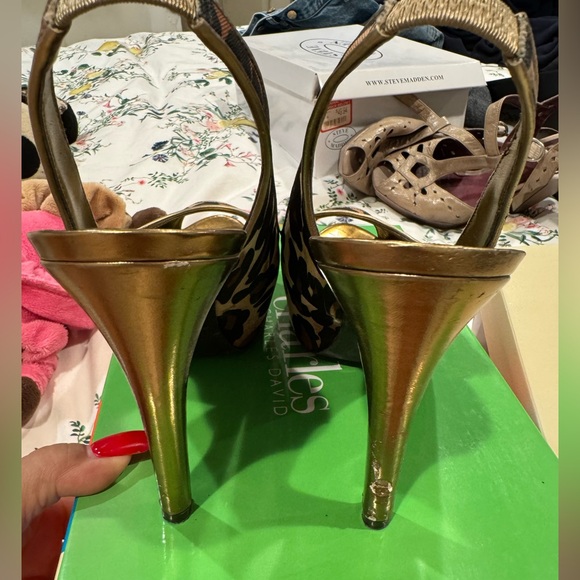 Vintage Guess Leopard Print Peep-toe, Platform Slingback Pumps Sz - Picture 5 of 7